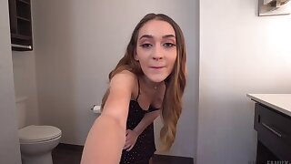 Step sibling with natural tits enjoys naughty point of view from her step brother